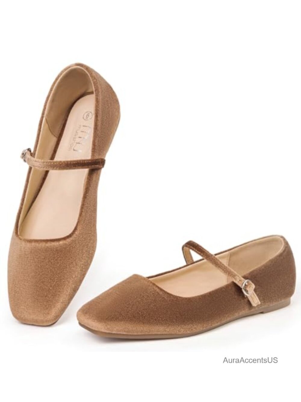 Women's Square Toe Mary Jane Flats Faux Leather Non-Slip Dressy Business Casual